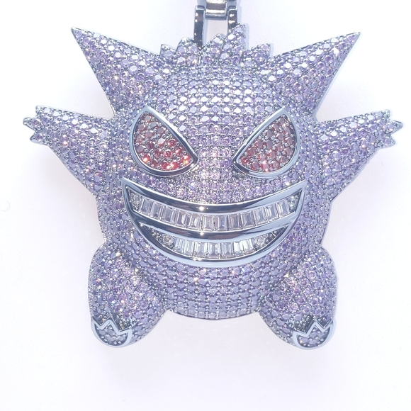 Other - Large Purple Gengar Pendant + 23" Cuban Chain